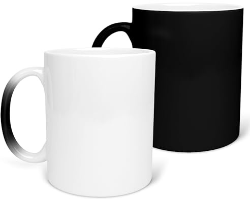 22Feels Sublimationstasse Farbwechsel-Effekt Magischer Thermoeffekt Blanko Matte Schwarz (ca. 325ml/11oz) (5er Set)