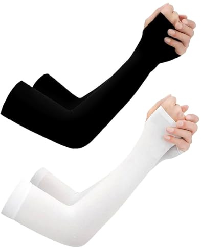 Manicotti Braccia per Uomo Donna, Arm Sleeve (Stile pollice nero + bianco)