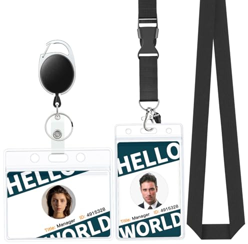 Uniclife 2 Pack ID Ausweishalter Vertikale & Horizontale Weiche Kartenhalter mit Einziehbarem Badge Reel Karabiner & Abnehmbarem Lanyard Waserdichter Kartenschutz Fall für Büro Schule Krankenschwester