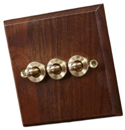 Placa de Interruptor de Luz de Madera, Interruptor de Palanca de Latón, Panel de Salida, Placa de Pared Decorativa para Dormitorio, Palancas