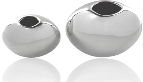 Moon Silver Ovale Keramikvase – Silber, 2 Größen: 11x9 cm & 14x12 cm (14x12 cm)