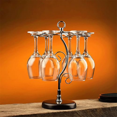 KUANGGE Portabicchieri da Vino Indipendente, portabicchieri in Metallo per Piano di Lavoro, Moderno portabicchieri da Vino con 6 Ganci portabicchieri da Cocktail Champagne