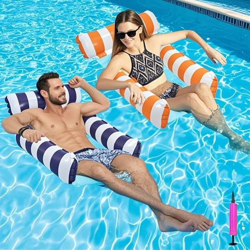 Materassino Mare 2 Pezzi, Amaca Galleggiante, Materassino Gonfiabile Mare 4 In 1, Materassino Piscina, Amaca Gonfiabile Piscina Poltrona Galleggiante Piscina con Pompa ad Aria Portatile