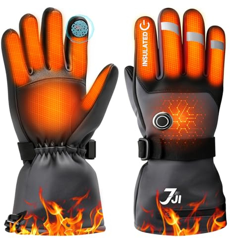 7JI Guanti Riscaldabili, Guanti Elettrici Ricaricabili Donna, 7,4 V x 3000 mAh Tipo C, Touchscreen Impermeabile, 3 Temperature Regolabili, Invernali da Esterno per Moto, Ciclismo, Sci L