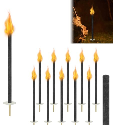 MAYTIIMO Lot de 100 torches en cire, 72 cm de long x 3 cm de diamètre, avec protection des mains, torches de jardin pour l'extérieur, durée de combustion : env. 100 minutes, torches de jardin, idéales