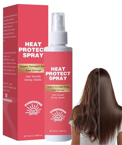 Heat Protection Spray, 180ml 450°F HeatProtection Leave-In Conditioner, Protects Hair with Heat Damage from Curling & Straightening Tools, Makes Hair Smooth and Strong