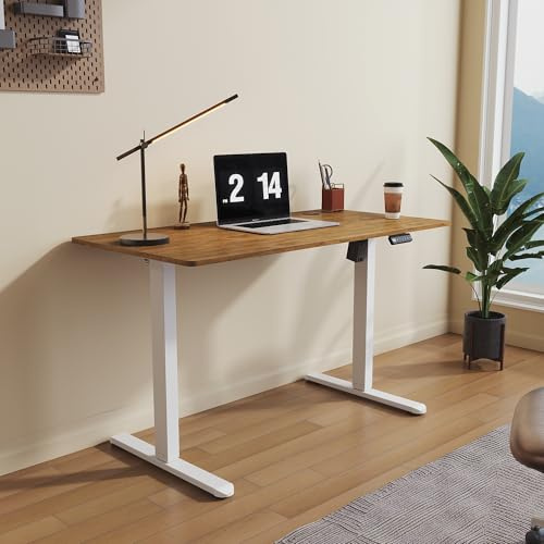 SONNI Elektriskt höjdjusterbart skrivbord, 120 x 60 cm, borstlös motor med 3 minnesfunktioner, anti-kollisionssystem och kabelhantering, ståsitsbord för hemmakontor, 60 kg lastkapacitet