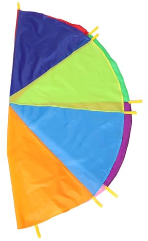 TOBBOMEY Großer Regenbogen Fallschirm für Outdoor Spiel Farben mit Griffen für Kooperatives Teamspiel Sport Aktivitäten und Bewegungstraining