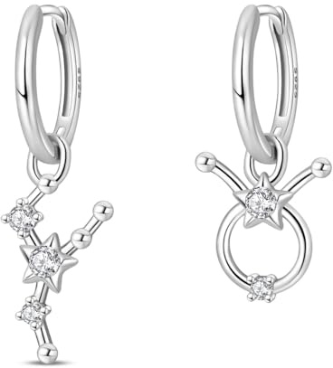 HUIPOJUE Sterlingsilber-Ohrringe für Damen, Stier-Ohrhänger, hypoallergen, mit Zirkonia, Geschenk, Astrologie-Geburtstagsgeschenke für sie