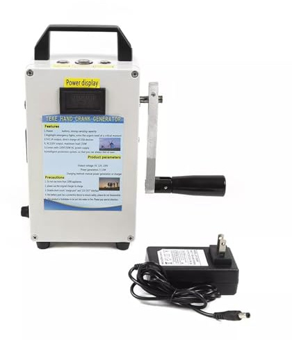 Generador de manivela, banco de energía solar de 150 W CA/240 W CC, 65 Wh, cargador portátil de emergencia para camping, apagones y kit de supervivencia con salidas de 220 V/110 V/USB, 1600 g (110 V)