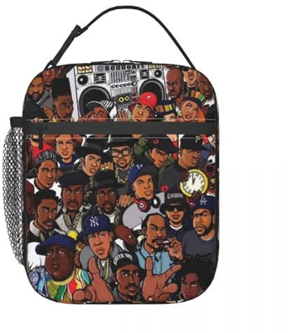 TFDGDGH Custom Rapper Tupac 2PAC Hip Hop Lunch Bag for Women Cooler Thermal Insulated Bento Box Kids School Children Leakproof Tote Bags