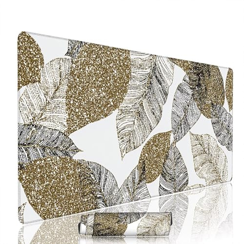 Tapis de Souris Abstrait sous Main Bureau Tapis de Souris Gaming XXL 1200x600x3mm Mouse Pad Caoutchouc Feuilles Grand sous Main Gamer Accessoires PC Antidérapant et Imperméable, pour Clavier w-7787