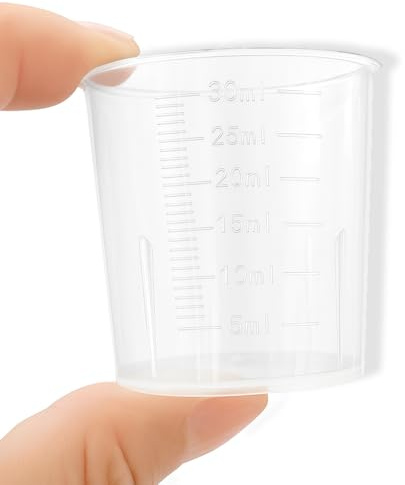 Targonix 20 Pack 30ml Plastic Measuring Cups, Clear Graduated Small Measuring Jug Set, Reusable Medicine Cups for Liquid, Resin, Baking, Mixing and Laboratory Use