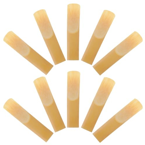 COMPUKAS 10 Stück Teiliges Altsaxophon Blättchen Stärke Professionelle Mundstück Reeds Langlebig Elastisch Leicht Transportierbar für Musiker und Saxophonliebhaber