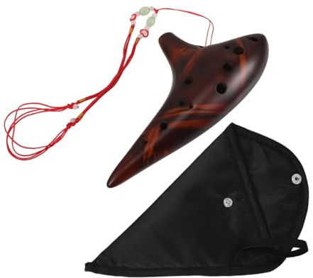 UPKOCH Zwölf Loch Okarina aus Keramikton in C-dur mit Schönem Klang und Einfachem Lernprozess für Anfänger und Profis Modisches Design in Kaffee Farbe Zufällige Farbe