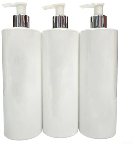 Lot de 3 flacons à pompe en PET rechargeables et étanches pour shampooing, après-shampoing, lotion, gel douche, savon pour les mains et autres liquides, 500 ml
