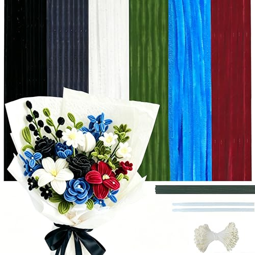 300 unidades limpiador de pipas de tonos oscuros, varillas de chenilla, 6 colores, alambre limpiapipas de 30 cm, para manualidades, diseño creativo, decoración y fabricación de ramos de flores
