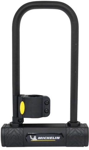 MICHELIN - Antivol U à Clés 245x105mm - Support Inclus - Protection Soft Touch - Cadenas Avec Couvercle Anti-Poussière - Compatible Tous Vélos - Sécurisez Cadre et Roue - Poids Léger 1,3kg