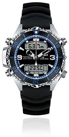 CHRIS BENZ Depthmeter Digital 200M Taucheruhr mit Kautschukband, Mitternachtsblau