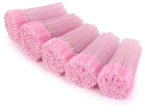 Tbestmax 500 Disposable Mascara Wands Eyelash Brush Spoolies for Eyebrow Eye Lash Extension Pink