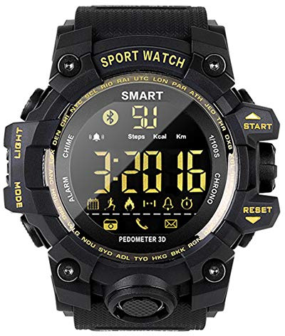 Montre de Sport électronique Montre-Bracelet Militaire pour Homme 50M Compteur de Pas étanche Calories Chronomètre Appel SMS Rappel en Cours d'exécution Montres Bluetooth (Black)