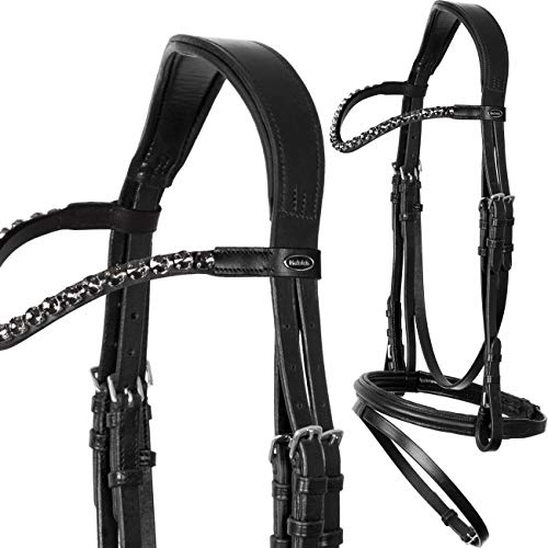 Heinick-Reitsport Trense Comfort englisch kombiniert Schwarz ~ Glow-Ash ~ Warmblut