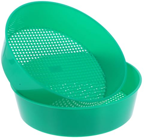 DOITOOL Gartensieb aus Kunststoff, 2 Stück, Rundes Gartensieb zum Sieben von Oberboden, Gartensteinen, Grobem Sand – Großes Gartenrätsel-Kompostsieb (20,5 x 20,5 x 5,5 cm)