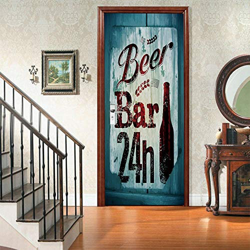 SHOMEY 3D Türaufkleber Bar 80 x 210 cm Türtapete selbstklebend Wasserdichte abnehmbare Tapete Vinyl Tür Aufkleber Innentür Schlafzimmer Badezimmer Kü