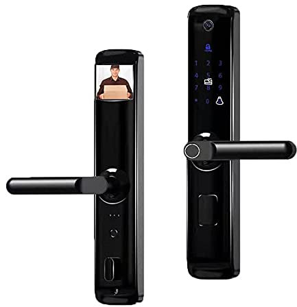 SLRMKK Smart Fingerprint Door Lock with Handles, With Key Entry Door Lock, Fingerprint Card Password Unlocking Security Anti-theft Lock Handle Electronic Handle