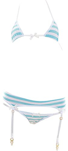 SINGUYUN Sexig mikrobikini för kvinnor, anime, bikini, cosplay, underkläder, kawaii, paket med bh och trosa, söt, 204blå, en storlek