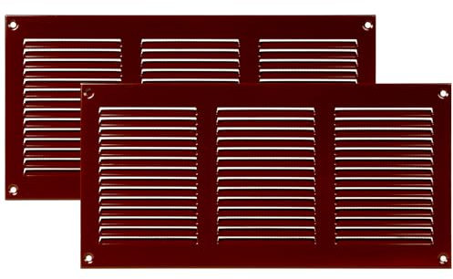Vent Systems 30 x 15 cm – Paquete de 2 cubiertas para rejilla de ventilación – Marrón – Rejilla de retorno de aire de metal con pantalla de protección integrada contra plagas