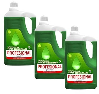 LAVAVAJILLAS CONCENTRADO PIUMETA 5 LITROS, Jabón profesional para vajillas y utensilios, multiacción, potencia desengrasante, detergente liquido para lavado Manual, pack 3 ud, 15 Litros en total