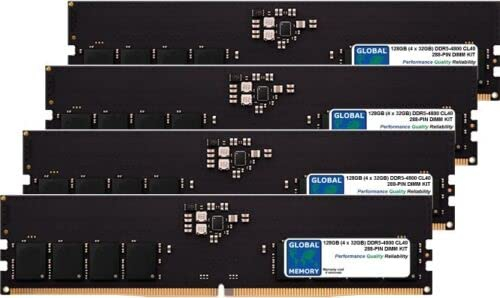 Kit de memoria RAM de 128 GB (4 x 32 GB) DDR5 4800 MHz PC5-38400 de 288 pines DIMM compatible con escritorios/placas base de PC