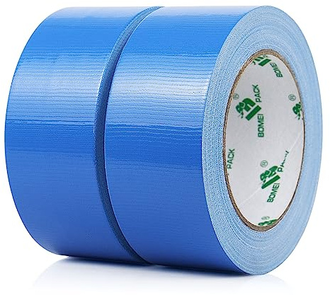 BOMEI PACK Lot de 2 rouleaux de ruban adhésif blindé bleu 50 mm x 30 m en tissu adhésif imperméable pour réparations, bricolage