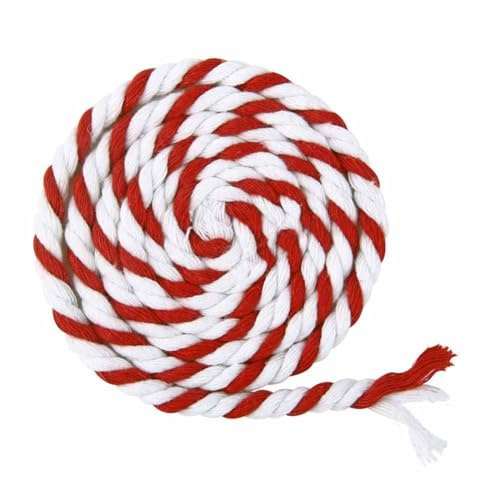 SHTGOI 100 m/rollo de cuerda de algodón trenzado multicolor rojo y blanco, 6 mm de grosor, cuerda de macramé para manualidades, cuerda de Navidad para manualidades, decoración de pared 7#