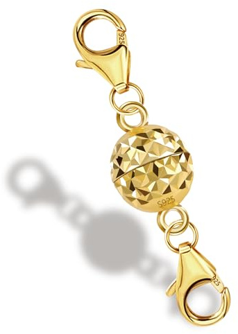 Gold Magnetic Jewelry Necklace Clasp 925 Sterling Silver Magnetic Clasps | Magnetic Necklace Clasps 925 Jewelry Making Findings Clasps Heart Ball Magnet Bracelet Convert Connect Necklace Extenders