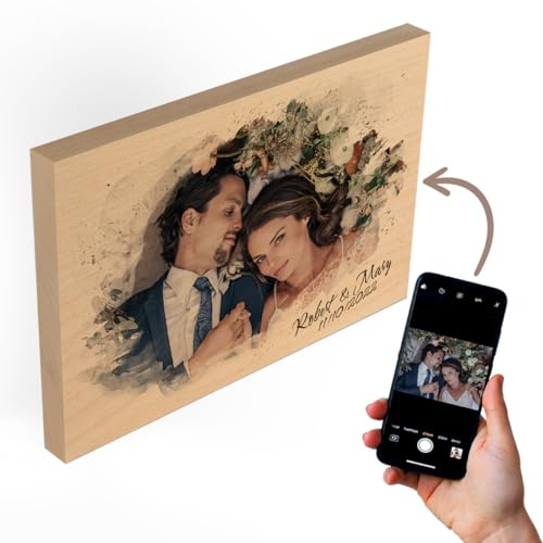 Cadeauki Immagine ad acquerello su legno regali fotografici personalizzati migliore amica - matrimonio in legno regali fotografici unici - acquerello foto foto di famiglia su legno uomini regali (1)