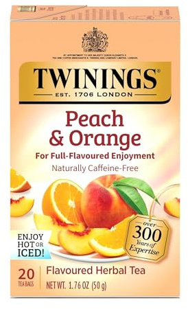 Herbal Tea, Peach & Orange, Caffeine-Free, 20 Tea Bags, 1.76 oz (50 g), Twinings