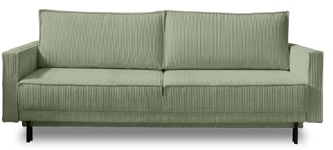 Lisa Design Charlie – 3-Sitzer Sofa mit Schlaffunktion und Bettkasten – aus Cord Salbeigrün