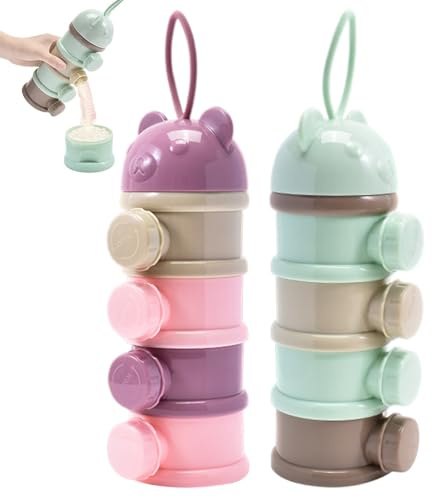 Formel Mischkrug, 2pcs Formel Pitcher Mixer 4 Schichten Baby Formel Behälter Stapelbare Babymilch On-Spill Travel Formel Container unterwegs