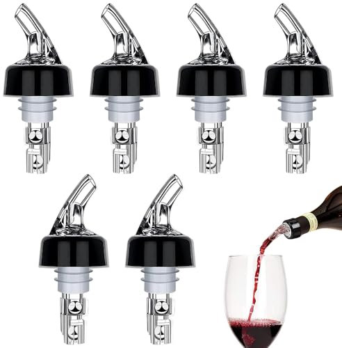 mizikuu 6 Piezas Vertedor para Botellas, 6cl boquillas de Vino de Plastico Medido Caño Automático de Botellas Dispensador Licor Prueba de Fugas Wine Bottle Pourers para Vino, Cóctel, EspírituCónico