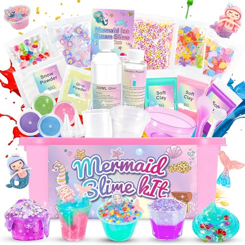 iKidiki Schleim Selber Machen Set, Weihnachten Geschenk Mädchen 6 7 8 9 10 11 12 Jahre Schleim Kinder Spielzeug ab 6-12 Jahre Mädchen Slime Set zum Selbermachen Bastel Sachen Geschenkideen