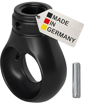 BAUHELD Markisenöse 12mm Kunststoff [Made in Germany] - Halterung für Markisen-Kurbel mit Kugel-Haken- Kurbel-Öse in Schwarz - RAL9005 - Mit Spannstift - Stiftbreite 4mm - Höhe 52,5mm