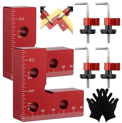 Eckspanner 2 Stück Winkelspanner 90 Grad Rechtwinklige Klemme 60mm Positionierwinkel Messwinkel Rechtwinklige Klemme Fixierhilfe Beim Verschrauben für Heimwerken, Holzbearbeitung, Handwerk