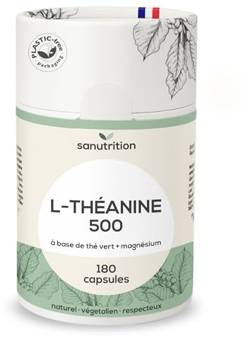 L-Theanin mit Magnesium | 500 mg pro Kapsel | 180 Kapseln | hochdosiert | Entspannung für Geist & Körper | plastikfreie Verpackung