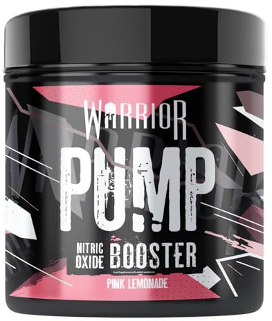 Warrior Pump Non Stim Pre-Workout Powder 225g – Nitric Oxide Supplement – Contains Citrulline Malate, Cyclic Dextrin for Energy, Focus, and Performance – 30 Servings (Pink Lemonade)