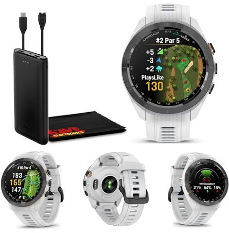 Garmin Approach S70 42mm Fitness Tracker Watch, GPS Golf Smartwatch for Men, 1.2 Touchscreen AMOLED Display and 42000 Preloaded Courses -White- Garmin Watches for Men