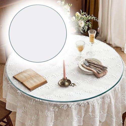 IMUNKT 60cm Glasplatte Ersatztischplatte Runde Gehärtetes Glas, 8mm Dick, Tische Glasscheibe Rund Für Esstische Im Freien, Klare Runde DIY Tischplatte, Einfach Zu Säubern(280mm(11in))
