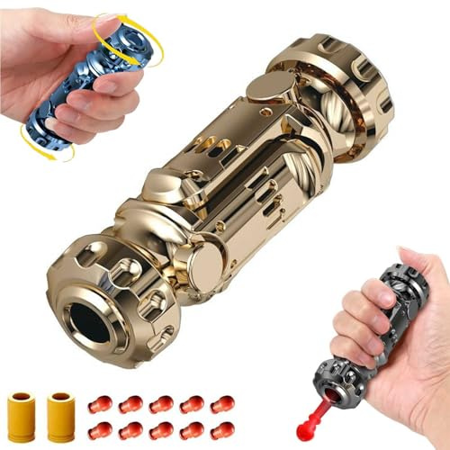 GLHYUOP EDC Spielzeugpistole, 360° Rotationsdekompression Soft Bullets Pistolen +10 Weiche BäLle Mehrere SpielmöGlichkeiten Anti-Stress-Spielzeug, Coole Boy Geschenke