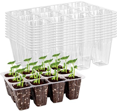 XCRPRT 120 Zellen Setzling Starter Tabletts Wiederverwendbar, Mini Propagator, Gewächshaus Anzucht Set, Anzuchtschalen für Pflanzen Zimmergewächshaus Kunststoff Keimschalen für Anzucht
